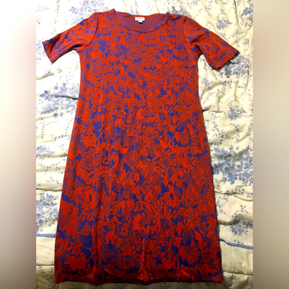 XL LulaRoe orange and blue tube dress